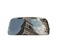 Dwrepo Astuccio portamatite in pelle con Torre Eiffel, astuccio da viaggio per trucchi di grande capacità, borsa da toilette per donne, Oro, One Size, Stampa