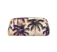 Dwrepo Astuccio portamatite in pelle portatile con motivo palme borsa da viaggio borsa da trucco grande capacità borsa da toilette per le donne, Oro, One Size, Stampa