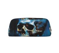 Dwrepo Astuccio portatile in pelle con scheletro sull'acqua, astuccio da viaggio per trucchi e articoli da toeletta di grande capacità, per donne, Argento, One Size, Stampa
