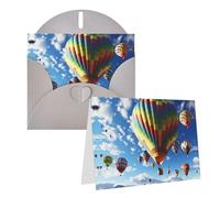 Dwrepo Biglietti di auguri colorati con stampa di mongolfiera, biglietti di auguri vuoti con buste, biglietti di ringraziamento per tutte le occasioni