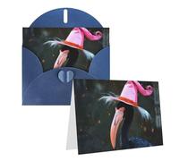 Dwrepo Biglietti di auguri con stampa di cappello da strega con fenicottero di Halloween, biglietti di auguri vuoti con buste, biglietti di ringraziamento per tutte le occasioni