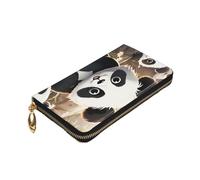 Dwrepo Carino Animal Print Portafoglio da donna in pelle con zip portamonete grande capacità titolare della carta per donne uomini regalo, nero, taglia unica, nero, taglia unica, Nero , Taglia unica
