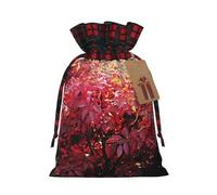 Dwrepo Cespuglio ardente con bacche rosse stampa sacchetti regalo coulisse sacchetti regalo di Natale sacchetti regalo di Natale sacchetti per feste di festa, Nero , 1 Count (Pack of 1)
