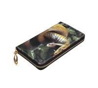 Dwrepo Cobra Snake Print Portafoglio da donna in pelle con zip portamonete grande capacità porta carte per donne uomini regalo, nero, taglia unica, nero, taglia unica, Nero , Taglia unica