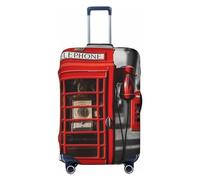 Dwrepo Copertura elastica lavabile per valigia, antipolvere, motivo: Inghilterra, Regno Unito, retrò, Londra, per telefono, viaggio, alla moda, spessa, adatta per bagagli da 45,7 a 81,7 cm, Nero ,