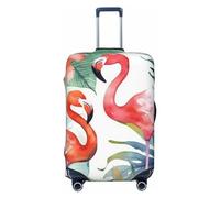 Dwrepo Copertura elastica lavabile per valigie con fenicotteri tropicali ad acquerello, antigraffio, in spandex, per bagagli da 45,7 a 81,3 cm, Nero, Medium