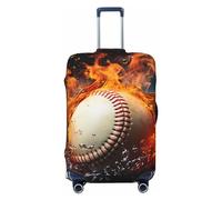 Dwrepo Copertura elastica lavabile per valigie con palla da baseball e acqua di fuoco, antigraffio, in spandex, per bagagli da 45,7 a 81,3 cm, Nero, Medium