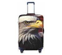 Dwrepo Copertura per bagagli con bandiera USA e aquila, elastica, lavabile, antigraffio, in spandex, per bagagli da viaggio da 45,7 a 81,3 cm, Nero , L