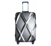 Dwrepo Copertura per bagagli con figura geometrica argentata, elastica, lavabile, antigraffio, in spandex, per bagagli da viaggio da 45,7 a 81,3 cm, Nero, X-Large