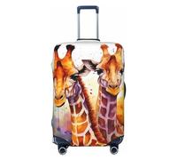 Dwrepo Copertura per bagagli con giraffe acquerello, elastica, lavabile, antigraffio, in spandex, per bagagli da viaggio da 45,7 a 81,3 cm, Nero, X-Large