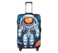 Dwrepo Copertura per bagagli con motivo astronauta e galassia, elastica, lavabile, antigraffio, in spandex, per bagagli da 45,7 a 81,3 cm, Nero, Large