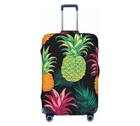 Dwrepo Copertura per bagagli con stampa di ananas tropicale, protezione per valigia, antigraffio, lavabile, per bagagli da 45-81 cm, Nero , S