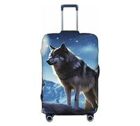 Dwrepo Copertura per bagagli con stampa di lupi, protezione elasticizzata antigraffio per valigie da viaggio, lavabile, per bagagli da 45-81 cm, Nero , S