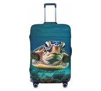 Dwrepo Copertura per bagagli con tartarughe marine, elastica, lavabile, antigraffio, in spandex, per bagagli da viaggio da 45,7 a 81,3 cm, Nero, Large