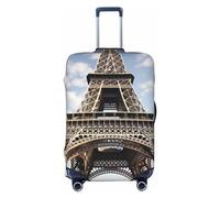 Dwrepo Copertura per bagagli con Torre Eiffel e monumento di Parigi, elastica, lavabile, antigraffio, in spandex, per bagagli da 45,7 a 81,3 cm, Nero, X-Large