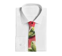 Dwrepo Cravatta da uomo classica novità causale skinny cravatta anguria frutta fresca stampa cravatta business per feste matrimoni, nero, taglia unica, Nero, taglia unica