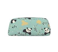 Dwrepo Cute Pandas Matita Borsa Portatile In Pelle Astuccio Da Viaggio Trucco Borsa Grande Capacità Toiletry Bag per le Donne, Argento, One Size, Stampa