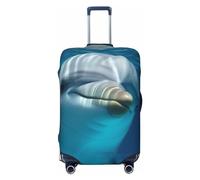 Dwrepo Delfino con un sorriso copertura per bagagli elastica lavabile copertura per valigie antigraffio protezione per bagagli in spandex per bagagli da viaggio per bagagli da 45,7 a 81,3 cm, Nero