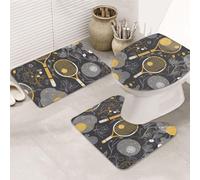 Dwrepo Divertente set di 3 tappetini da bagno antiscivolo con palline da tennis, tappetini da bagno in microfibra, tappetino da bagno assorbente, tappetino per contorno e copertura del coperchio del