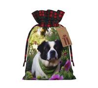 Dwrepo Dod in the garden - Sacchetti regalo con coulisse, motivo natalizio, per feste, piccoli, neri, 1 pezzo (confezione da 1), Nero , 1 Count (Pack of 1)