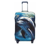 Dwrepo Dolphin earth - Copertura per bagagli elastica e lavabile, antigraffio, in spandex, per bagagli da 45,7 a 81,3 cm, Nero, Small