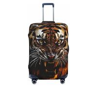 Dwrepo Ferocious Tiger - Copertura elastica lavabile per valigia, antigraffio, in spandex, per bagagli da 45,7 a 81,3 cm, Nero, Small