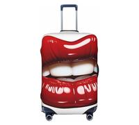 Dwrepo Graziosa copertura per bagagli con labbra rosse, elastica, lavabile, antigraffio, in spandex, per bagagli da viaggio da 45,7 a 81,3 cm, Nero, Medium