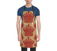 Dwrepo Grembiule da cuoco con stampa a corona rossa, impermeabile, regolabile, leggero, grembiule da lavoro per donne e uomini, nero, taglia unica, Nero, taglia unica