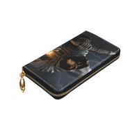 Dwrepo Grim-Reaper Portafoglio da donna in pelle con cerniera portamonete grande capacità porta carte di credito per donne uomini regalo, nero, taglia unica, nero, taglia unica, Nero , Taglia unica