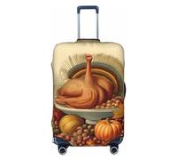 Dwrepo Happy Thanksgiving - Copertura elastica lavabile per valigia, antigraffio, in spandex, per bagagli da 45,7 a 81,3 cm, Nero, Small