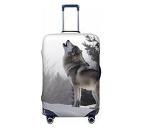 Dwrepo Howling Wolf, copertura per bagagli elasticizzata con stampa di lupi, antigraffio, lavabile, per bagagli da 45,7 a 81,7 cm, Nero , x-large