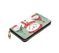 Dwrepo Merry Christmas Carino Pupazzo di Neve Stampa Portafoglio da Donna in Pelle Zip Portamonete Grande Capacità Porta Carte per Donne Uomini Regalo, Nero, Taglia Unica, Nero, Taglia Un, Nero ,