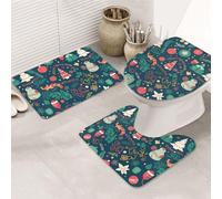 Dwrepo Merry Christmas Tree Set di 3 tappetini da bagno antiscivolo per il bagno tappetini da bagno in microfibra tappetino da bagno assorbente tappetino da bagno tappetino da bagno contorno e