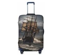 Dwrepo Nave a vela in tempesta Copertura per bagagli Elastico Lavabile Copertura per Valigie Antigraffio Protezione Spandex Bagagli da Viaggio Coperture per bagagli da 18-32 pollici, Nero, Large