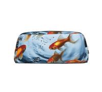 Dwrepo Pesce in acqua Astuccio portamatite in pelle portatile Borsa per trucchi da viaggio Borsa da toilette di grande capacità per le donne, Argento, One Size, Stampa