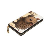 Dwrepo Portafoglio da donna con stampa animazione di cinghiale in pelle con cerniera portamonete grande capacità porta carte regalo per donne uomini, nero, taglia unica, nero, taglia unica, Nero ,
