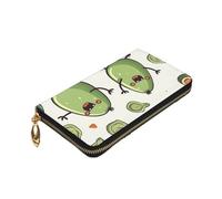 Dwrepo Portafoglio da donna con stampa di avocado in stile fumetto divertente portafoglio in pelle con cerniera portamonete grande capacità porta carte per donne uomini regalo, nero, taglia unica,