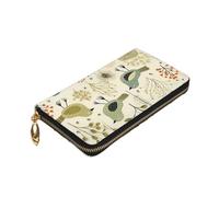 Dwrepo Portafoglio da donna in pelle con cerniera con stampa di pollo con foglie gialle portamonete grande capacità porta carte regalo per donne uomini, nero, taglia unica, nero, taglia unica, Nero ,