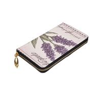 Dwrepo Portafoglio da donna in pelle con cerniera portamonete con stampa di francobolli lavanda, grande capacità, regalo per donne e uomini, nero, taglia unica, nero, taglia unica, Nero , Taglia unica