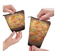 Dwrepo Portamatite telescopico con stampa di noodle ramen, grande capacità, astuccio telescopico per donne e uomini, nero, taglia unica, moderno, Nero , Taglia unica, moderno