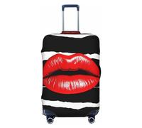 Dwrepo Red Lips Kiss - Copertura elastica lavabile per valigia, antigraffio, in spandex, per bagagli da 45,7 a 81,3 cm, Nero, X-Large