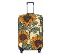 Dwrepo Romantico girasoli copertura per bagagli elastico lavabile valigia copertura antigraffio protezione spandex bagagli da viaggio coperture per bagagli da 45,7 a 81,3 cm, Nero, Small
