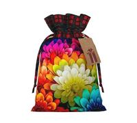 Dwrepo Sacchetti regalo colorati con stampa di fiori sacchetti regalo di Natale con coulisse borse per regali di Natale per festa, Nero , 1 Count (Pack of 1)