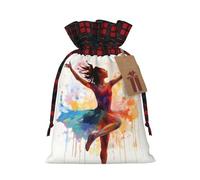 Dwrepo Sacchetti regalo colorati con stampa donna, con coulisse, sacchetti regalo di Natale, sacchetti per regali di Natale, per feste, piccoli, neri, 1 pezzo (confezione da 1), Nero , 1 Count (Pack