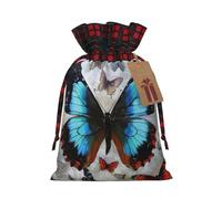 Dwrepo Sacchetti regalo con stampa a farfalla con coulisse, sacchetti regalo di Natale, sacchetti per regali di Natale, per feste festive, medi, nero, 1 pezzo (confezione da 1), Nero , 1 Count (Pack