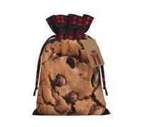 Dwrepo Sacchetti regalo con stampa di biscotti al cioccolato, sacchetti regalo di Natale, sacchetti per regali di Natale, per feste di Natale, piccoli, neri, 1 pezzo (confezione da 1), Nero , 1 Count