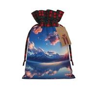 Dwrepo Sacchetti regalo con stampa di nuvole, con coulisse, sacchetti regalo di Natale, sacchetti per regali di Natale, per feste di Natale, misura media, nero, 1 pezzo (confezione da 1), Nero , 1