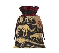 Dwrepo Sacchetti regalo con stampa di scheletro di dinosauro, sacchetti regalo di Natale, sacchetti per regali di Natale, per feste di Natale, piccoli, neri, 1 pezzo (confezione da 1), Nero , 1 Count