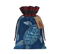 Dwrepo Sacchetti regalo con stampa di tartaruga marina, sacchetti regalo di Natale, sacchetti regalo di Natale per feste di Natale, Nero , M