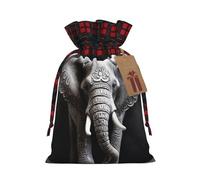 Dwrepo Sacchetti regalo con stampa elefante grigio con coulisse sacchetti regalo di Natale sacchetti per regali di Natale per festa, Nero , 1 Count (Pack of 1)